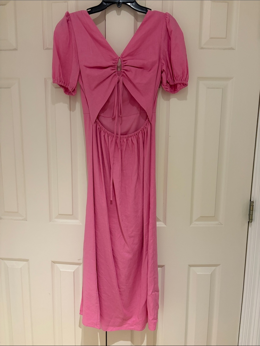 Gianni Bini Pink Square-Neck Puff-Sleeve Midi Dress - Picture 4 of 5